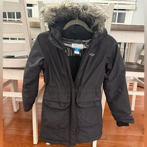 Columbia Kids Black Puffer Jacket with Faux Fur Hood